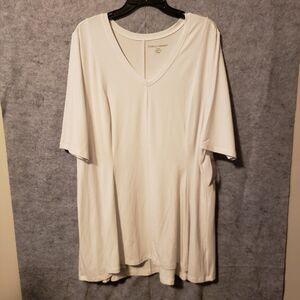 Jessica London Swing Tunic 22/24 White Women's Plus Size V Neck Knit NEW